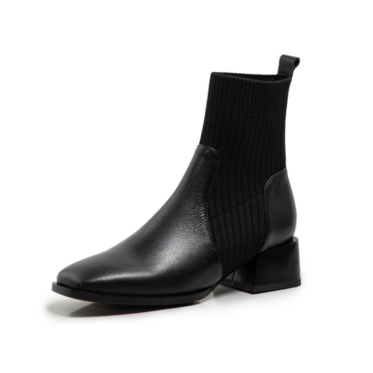 Botas Martin de Caña Media con Punta Cuadrada y Tejido Elástico