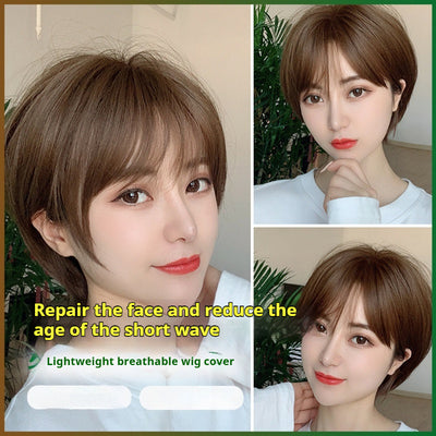 Peluca de Cabello Natural Corto Liso Esponjado para Mujer - Image 10