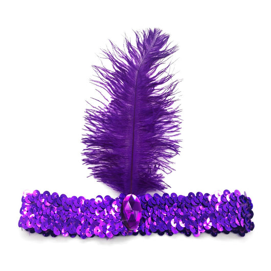 Diadema de Plumas de Avestruz con Diamantes y Lentejuelas - Image 5