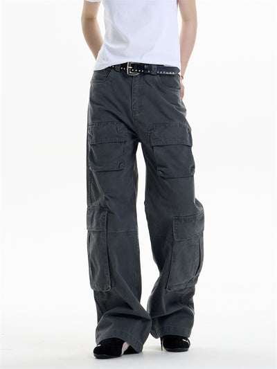 Pantalones Cargo Mujer Cintura Alta Pierna Ancha Casual - Image 15