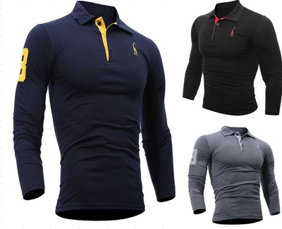 Polo de Manga Larga con Cuello Digital Bordado de Venado para Hombres - Image 7
