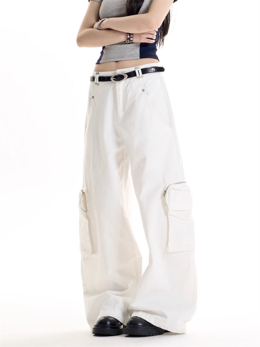 Pantalones Cargo Retro Americano Estilo Hot Girl con Múltiples Bolsillos - Image 4