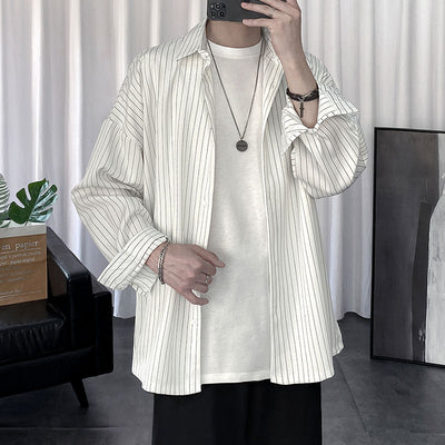 Camisa Manga Corta Hombre Rayas Negra Elegante