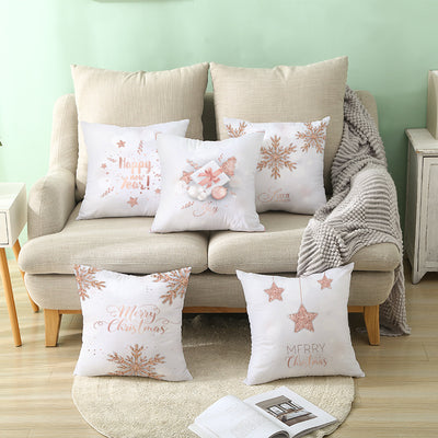 Funda de Cojín Terciopelo Melocotón con Diseño de Copos de Nieve - Image 22