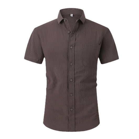 Camisa Lino Fresco Manga Corta Transpirable Color Sólido - Image 6