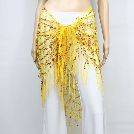 Faja de Danza Vientre con Lentejuelas Triangular para Presentaciones y Práctica - Image 16