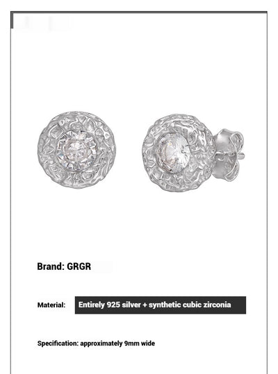 Aretes de Plata Esterlina 925 con Diamante Texturizado para Hombre - Image 9