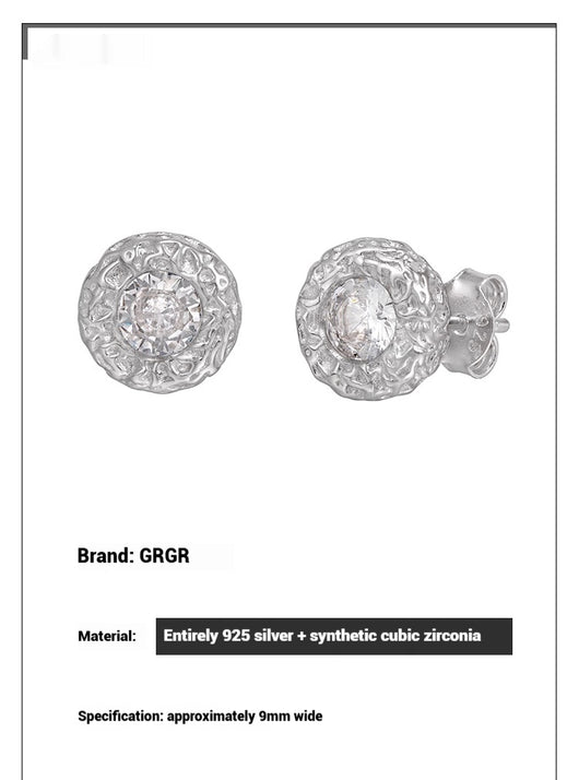 Aretes de Plata Esterlina 925 con Diamante Texturizado para Hombre - Image 9