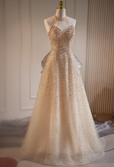 Vestido de Noche Champagne con Detalles de Flecos - Image 12