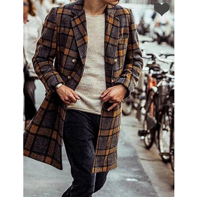 Abrigo de Lana a Cuadros para Hombre - Largo Medio - Image 11