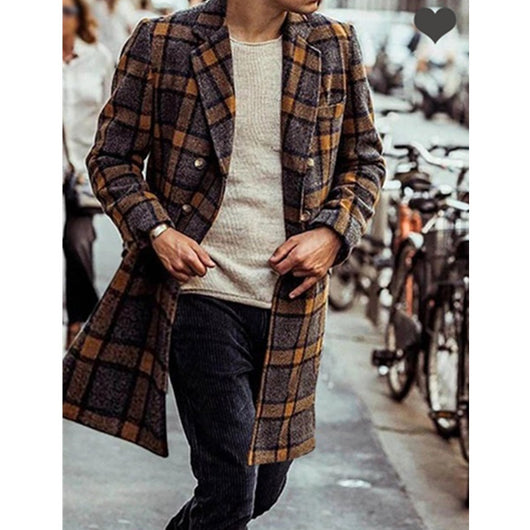 Abrigo de Lana a Cuadros para Hombre - Largo Medio - Image 11