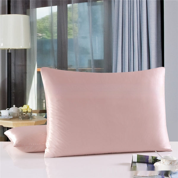 Funda de Almohada Doble Cara de Seda Pura 19 M Color Sólido