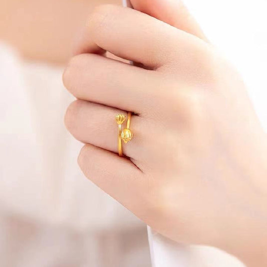 Anillo Dos Mundos en Oro 18K para Mujer - Oro Amarillo