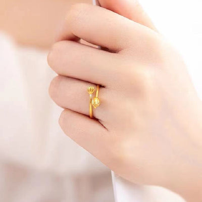 Anillo Dos Mundos en Oro 18K para Mujer - Oro Amarillo