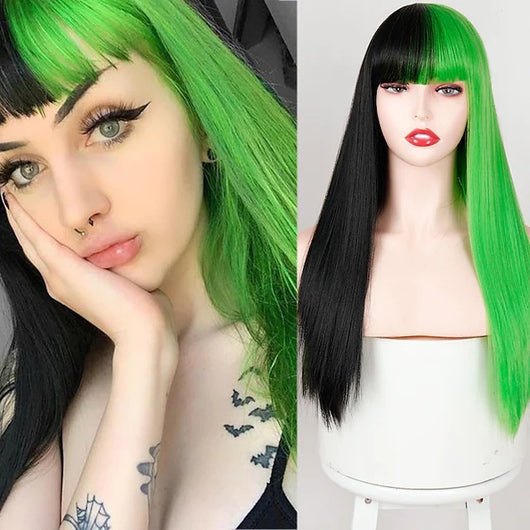 Peluca Cosplay Bicolor con Flequillo Liso - Doble Tono - Image 21