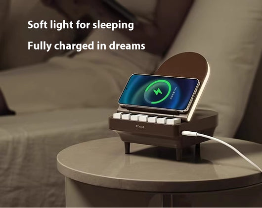 Parlante Bluetooth Piano con Carga Inalámbrica y Luz Nocturna - Image 14
