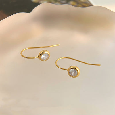 Aretes Minimalistas de Circón Redondo para el Día a Día - Image 3