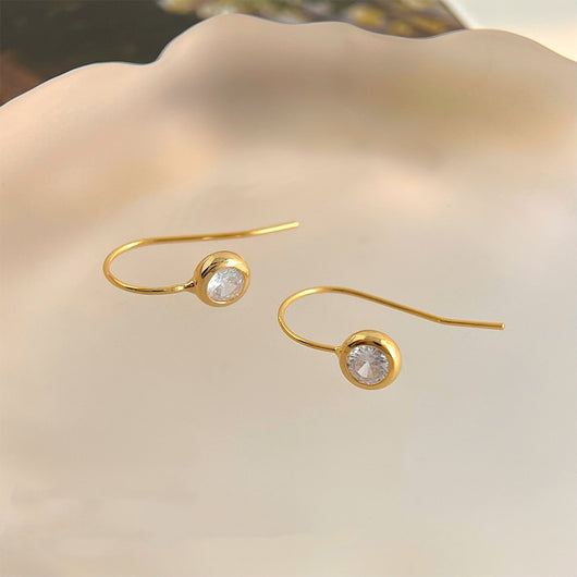 Aretes Minimalistas de Circón Redondo para el Día a Día - Image 3