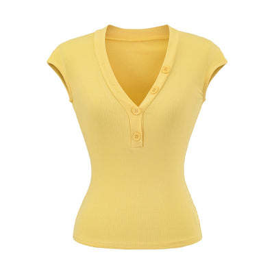 Playera Cuello V Ajustada de Manga Corta - Diseño Moderno y Favorecedor - Image 8