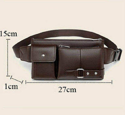 Bolsa de Cintura para Hombre de Cuero PU Color Sólido - Riñonera de Viaje - Image 4