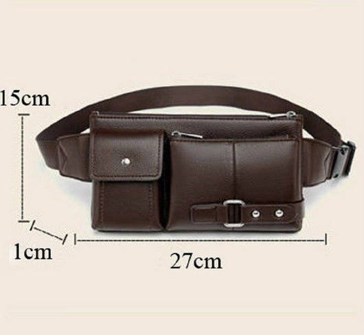 Bolsa de Cintura para Hombre de Cuero PU Color Sólido - Riñonera de Viaje - Image 4