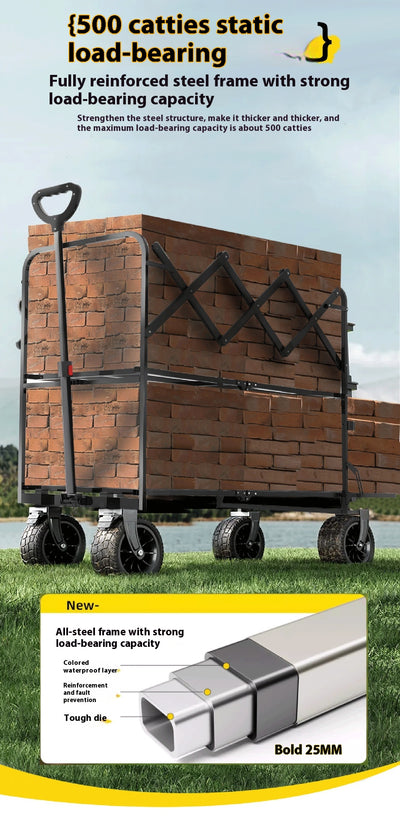 Carrito de Compras Plegable de Gran Capacidad con Doble Bandeja - Image 11