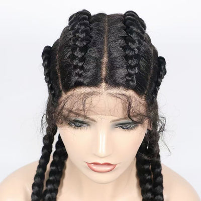 Peluca Sintética con Encaje Frontal de Cuatro Trenzas - Image 16