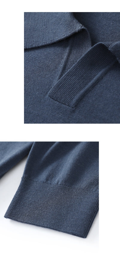 Suéter Polo de Lana Pura Fina Cuello Solapa para Hombre - Image 19