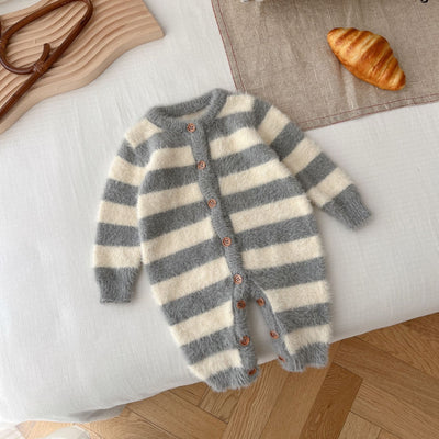 Pijama Enterizo para Bebé con Pelaje de Visón y Rayas - Image 8