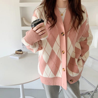 Cardigan de Contraste de Colores Diamond para Mujer