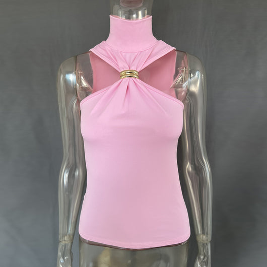 Blusa Dorada sin Mangas con Hombros Descubiertos y Tela Elástica - Image 29