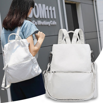 Mochila Antirrobo de Cuero Suave con Gran Capacidad para Mujer