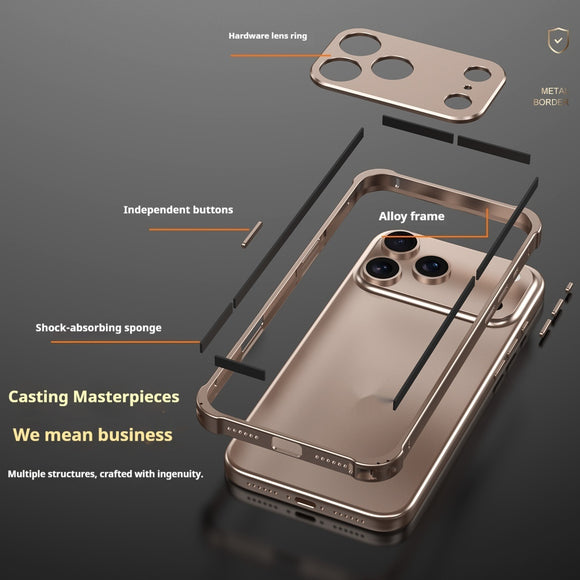 Funda Protectora para Teléfono con Marco Metálico y Hebilla Antimotines Esquina a Esquina