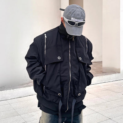 Chaqueta Acolchada de Algodón con Cuello Funcional y Diseño de Costuras