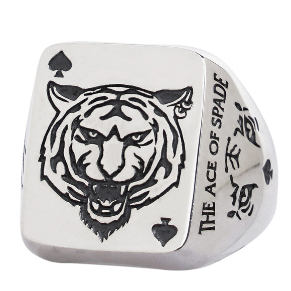 Anillo de Plata Tigre del Zodiaco Chino - Diseño Trendy