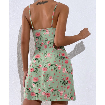 Vestido Floral Estilo Verano con Tirantes Cruzados y Detalles de Costura - Image 7