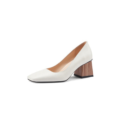 Zapatos de Tacón Alto con Punta Cuadrada en Cuero Grueso - Image 5