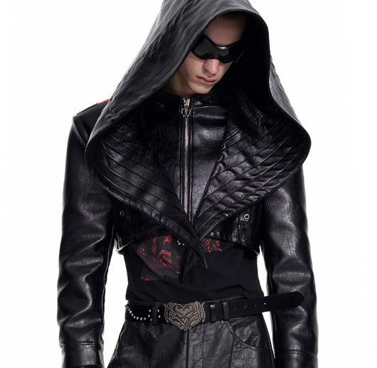 Chaqueta de Cuero para Hombre Rojo Otoño con Costuras Reforzadas - Image 5