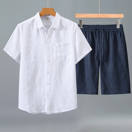 Camisa de Lino Manga Corta para Hombre - Traje Ejecutivo