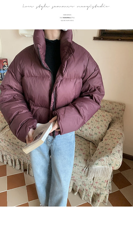 Chaqueta Acolchada Corta con Cuello Alto Estilo Americano para Mujer - Image 14