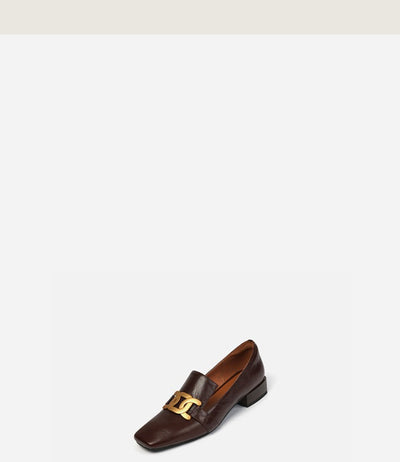 Zapatos de Cuero Marrón Retro con Punta Cuadrada y Tacón Bajo para Mujer - Image 11