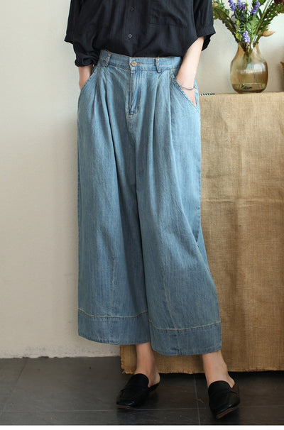 Pantalón Cropped Ancho de Tencel y Algodón para Tallas Grandes - Image 32