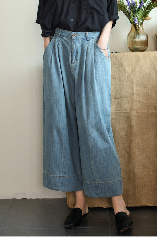 Pantalón Cropped Ancho de Tencel y Algodón para Tallas Grandes - Image 32