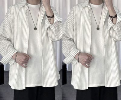 Camisa Manga Corta Hombre Rayas Negra Elegante - Image 3