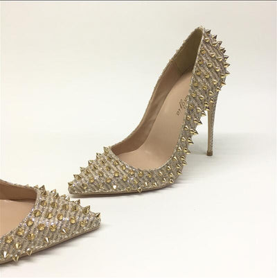 Tacones Altos Dorados para Mujer con Remaches 12cm - Diseño Viral - Image 4