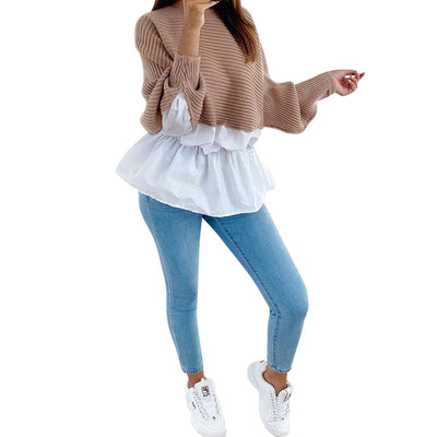Blusa Elegante con Combinación de Colores en la Cintura y Mangas Largas - Image 8