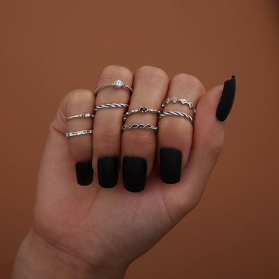 Set de 6 Anillos Articulados: Corona, Hoja y Formas Geométricas - Image 29