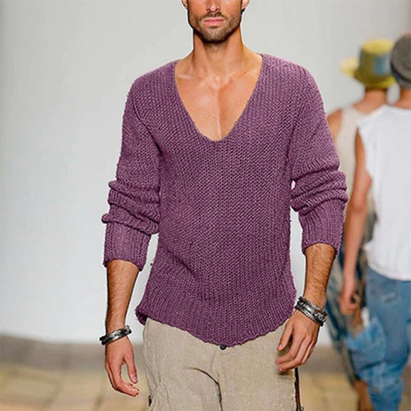 Men's Casual Knitted Sweater - Modern and Versatile Design