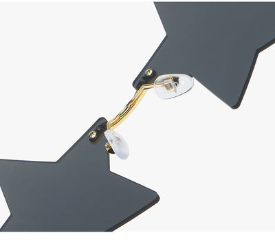 Rimless star fashion sunglasses with bright yellow lenses and gold-colored metal frames, featuring black earpieces. - Image 15