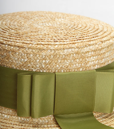 Sombrero de Paja para Mujer con Lazo Verde - Diseño Plano Elegante - Image 12